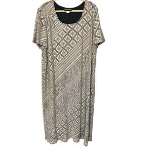 VTG Giorgio Sant'Angelo Cream Gold Metallic Overlay Maxi Dress Plus Womens 24